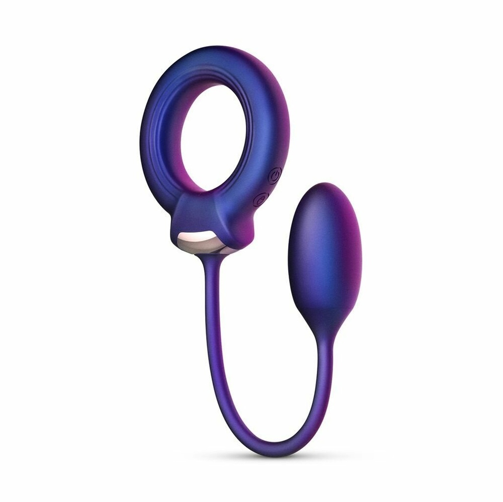 Фиолетовое эрекционное виброкольцо с анальным шариком Eclipse