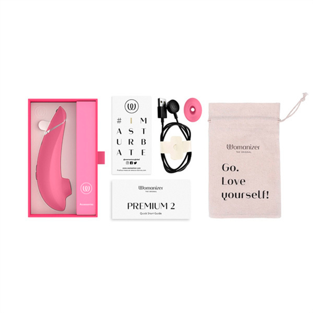 Розовый вакуумно-волновой клиторальный стимулятор Womanizer Premium 2 Raspberry WZ212SG7