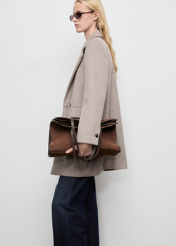 MANGO Двубортное шерстяное пальто, светло-коричневый