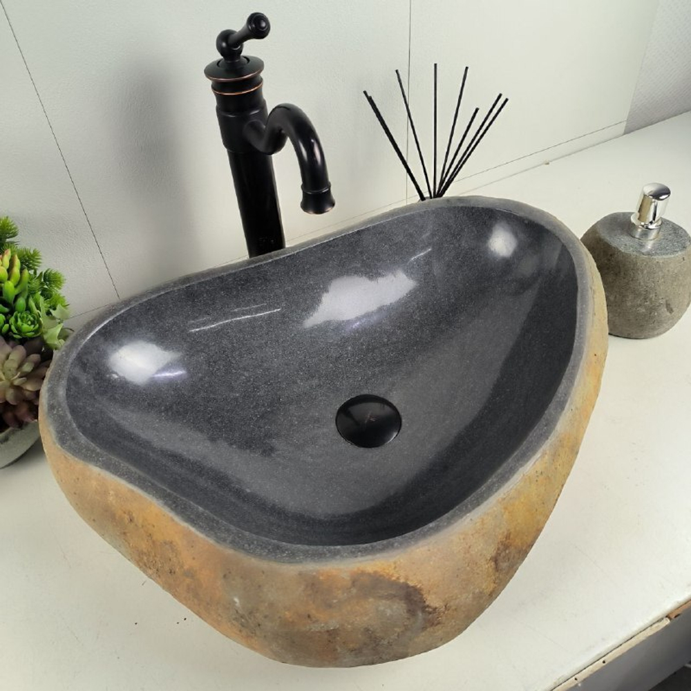 Раковина из речного камня RS-62080 (57*42*15)