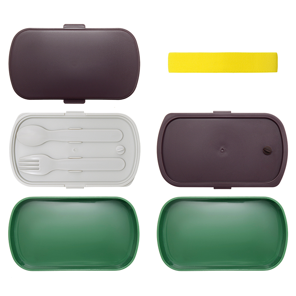 Ланч-бокс с приборами 1л Smart Solutions Food Time зеленый/серый