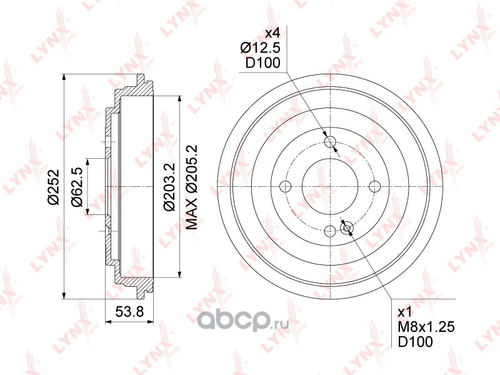 Барабан тормозной Hyundai Solaris Kia Rio III задн. (203x37) (LYNXauto)