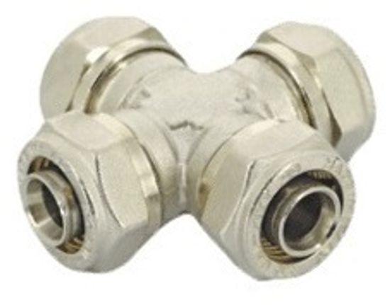 Крестовина обжимная Uni-Fitt 16 мм для металлопластиковых труб (676N6666)