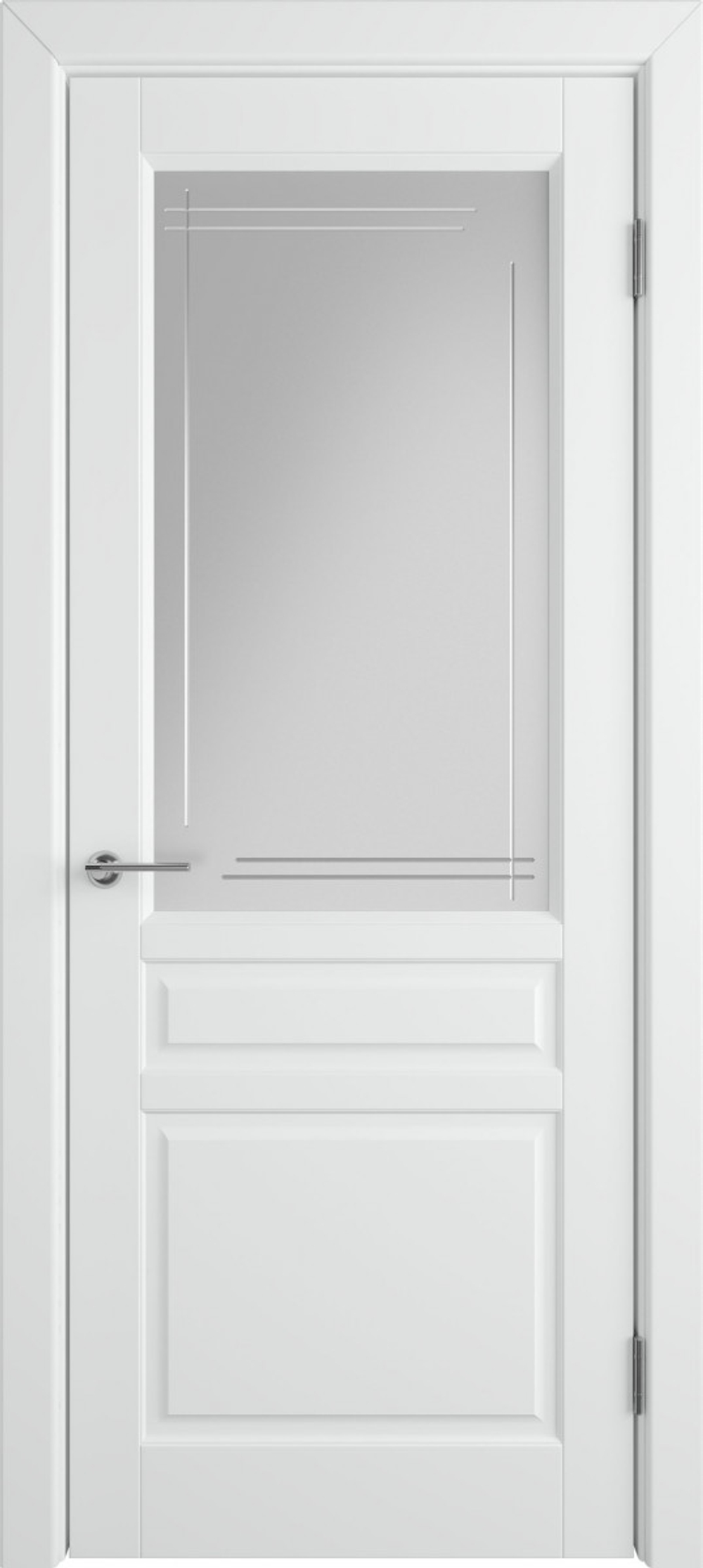 Межкомнатная дверь  VFD (ВФД)  Stockholm (Стокгольм) Polar (эмаль белая) стекло гравировка
