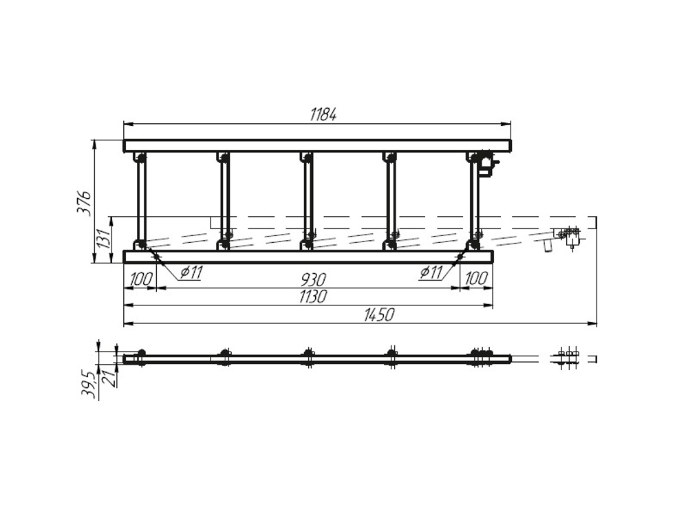 Бортик кровати, комплект серый