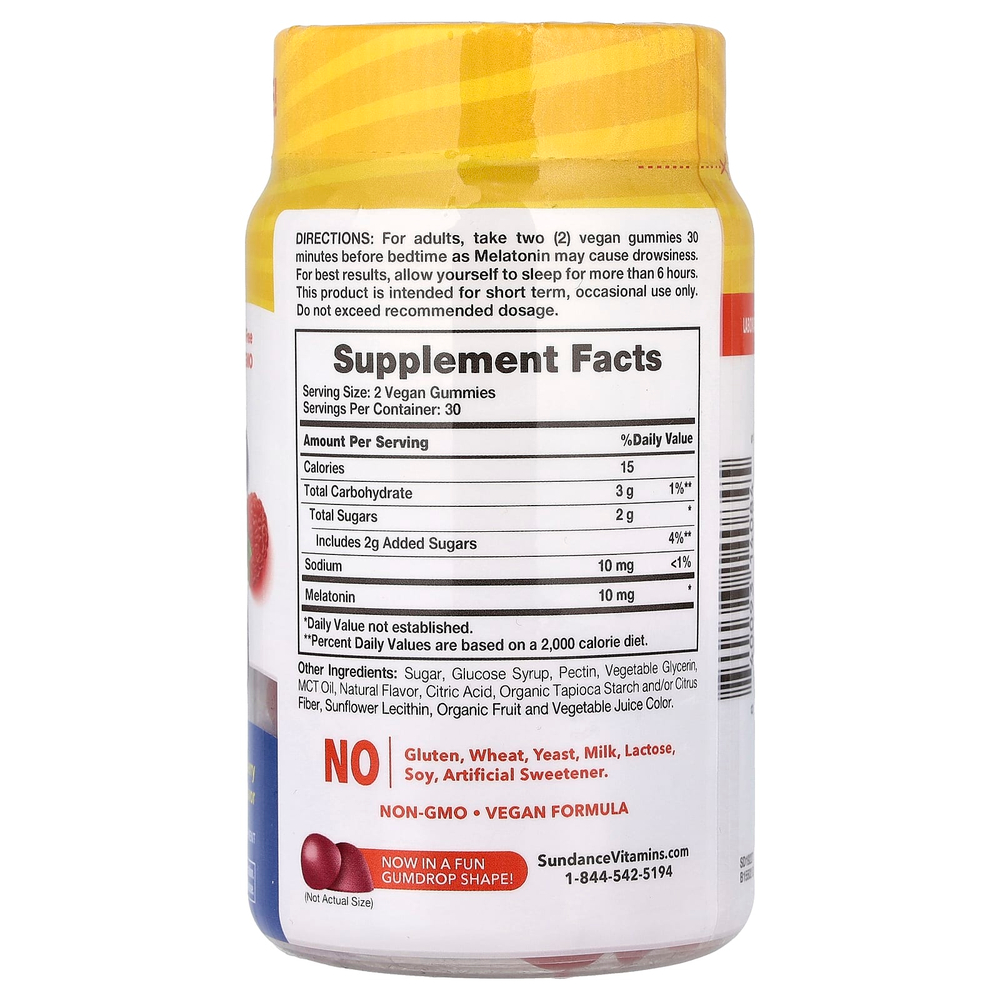 Sundance Vitamins, жевательные таблетки с мелатонином для сна, ягодный вкус, 60 веганских жевательных таблеток (5 мг в 1 таблетке)