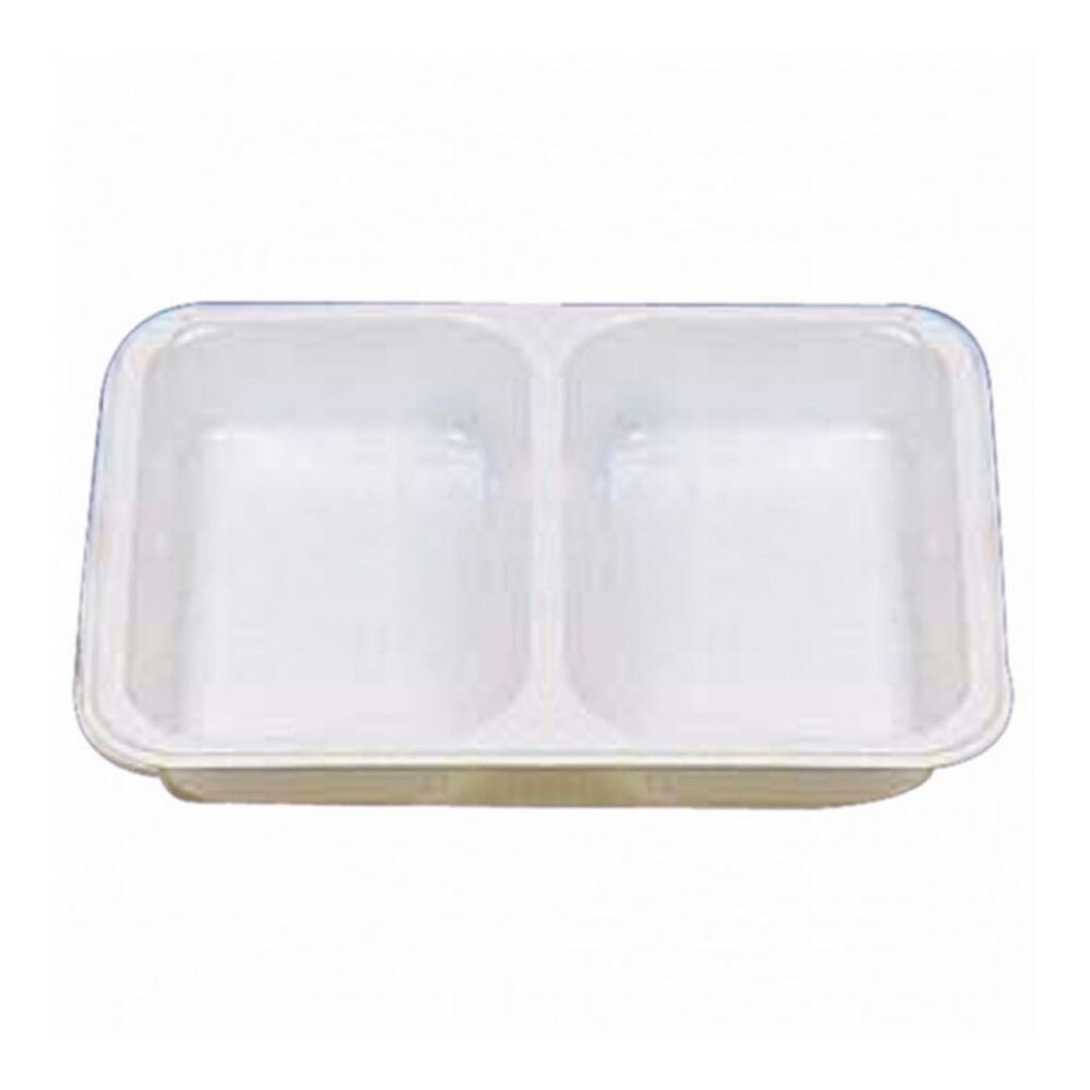 Контейнер двухсекционный, белый, СВЧ, 22,5*17,5*4,5 см, PP, 125 шт/уп (крышка 81210078)