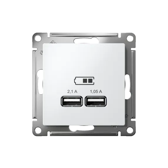 Розетка USB AtlasDesign тип A+A 5В 1х2.1А 2х1.05А механизм бел. SE ATN000133