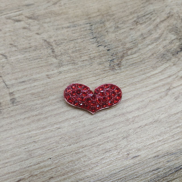 Брошь Mini Сердце плоское стразы цвет красный металл золотистый