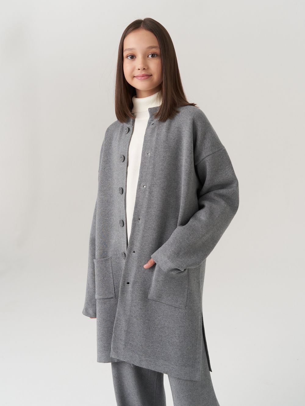 Кардиган для девочки в школу AT990 серый