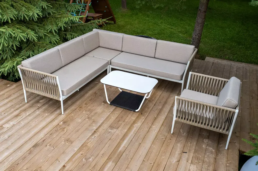 "Касабланка" модульная лаунж-зона из роупа (веревки), каркас из алюминия