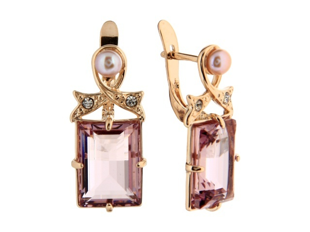 "Сакуйтеки" серьги в золотом покрытии из коллекции "Сакура" от Jenavi  с английским замком