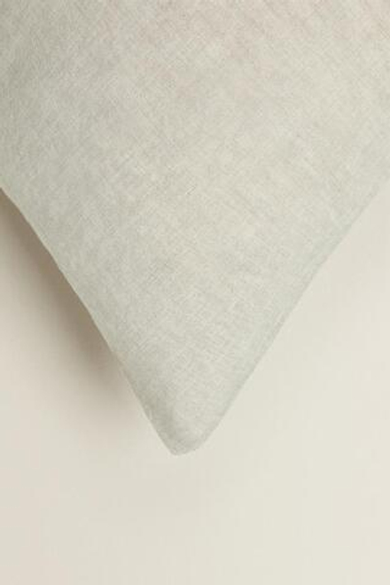 ZARA HOME ОДНОТОННЫЙ ЛЬНЯНОЙ ЧЕХОЛ ДЛЯ ДЕКОРАТИВНОЙ ПОДУШКИ, СВЕТЛО-БЕЖЕВЫЙ