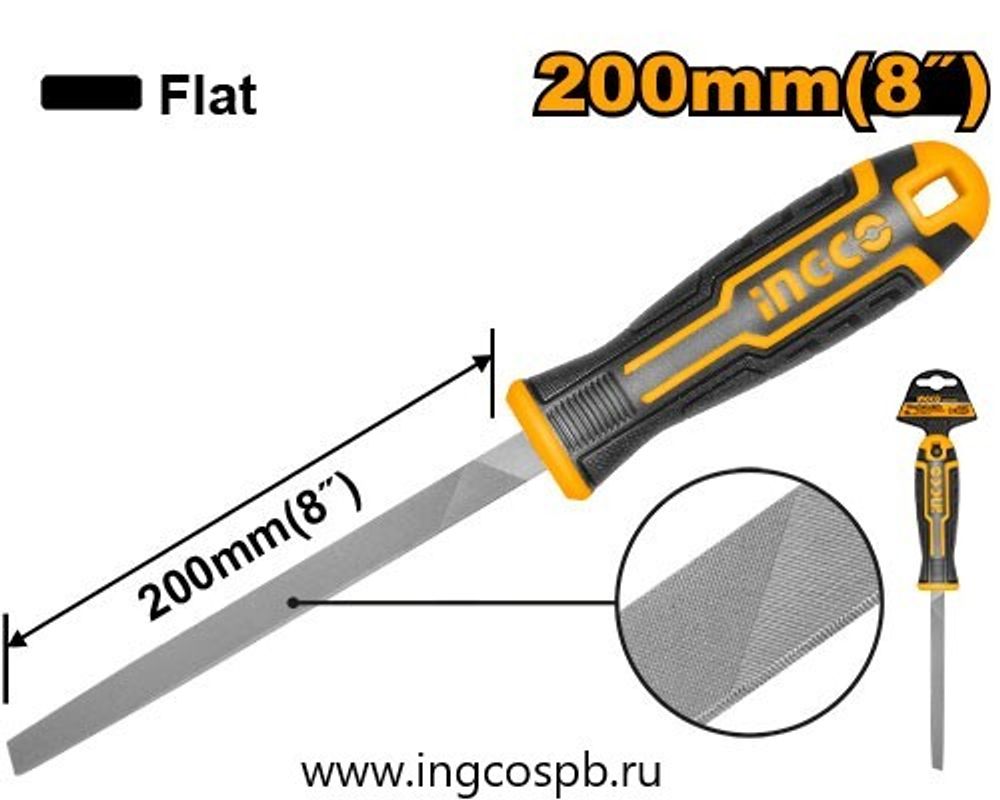 Напильник плоский 200 мм INGCO HSFF088P INDUSTRIAL