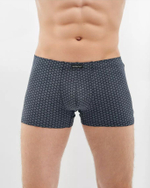 Темно-синие хлопковые трусы-боксеры +size с мелким принтом (Размер: XXXL) (Цвет: синий)