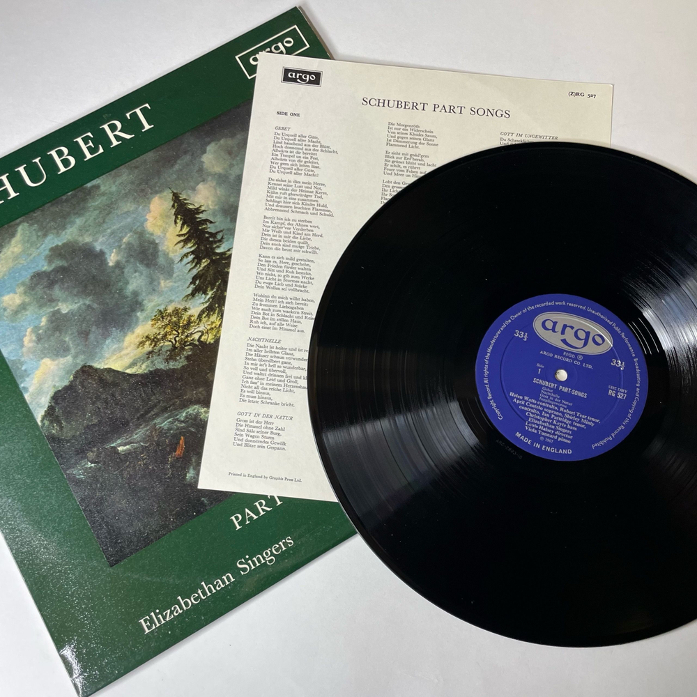 Винтажная виниловая пластинка LP Schubert Шуберт, Elizabethan Singers, Louis Halsey Part Songs (Англия 1967)