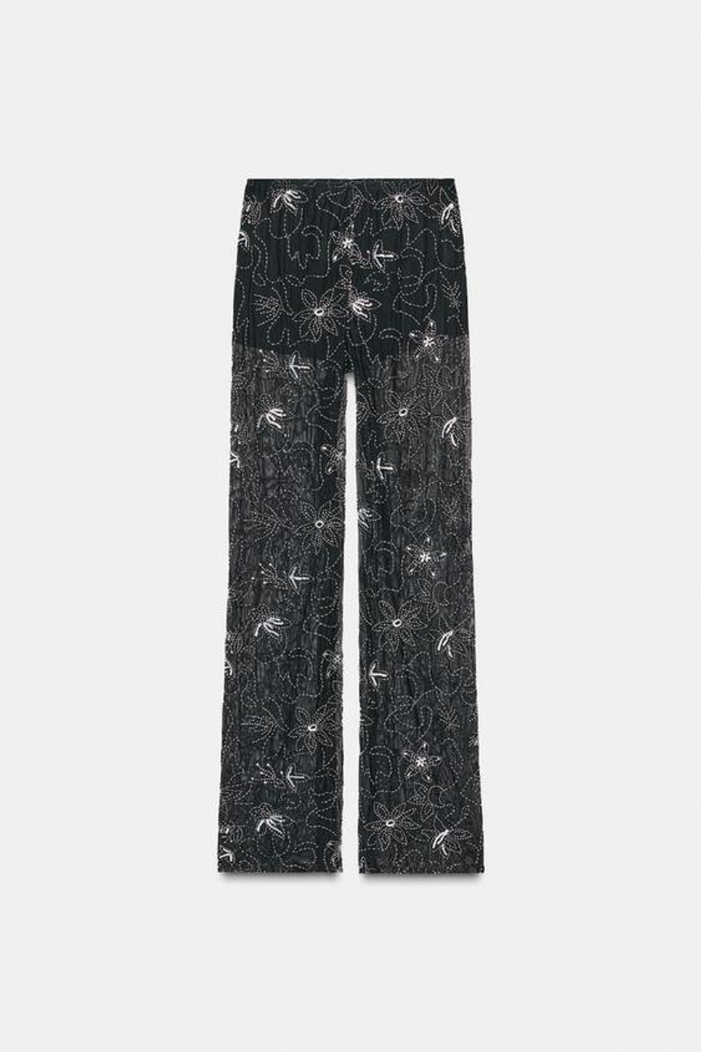 ZARA БРЮКИ С БУСИНАМИ И ПАЙЕТКАМИ, ЧЕРНЫЙ