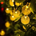 Гирлянда для улицы «Роса» 3м, 20 ламп LED чёрный провод, 2 реж, IP-55, Теплый белый (солнечная батарея).