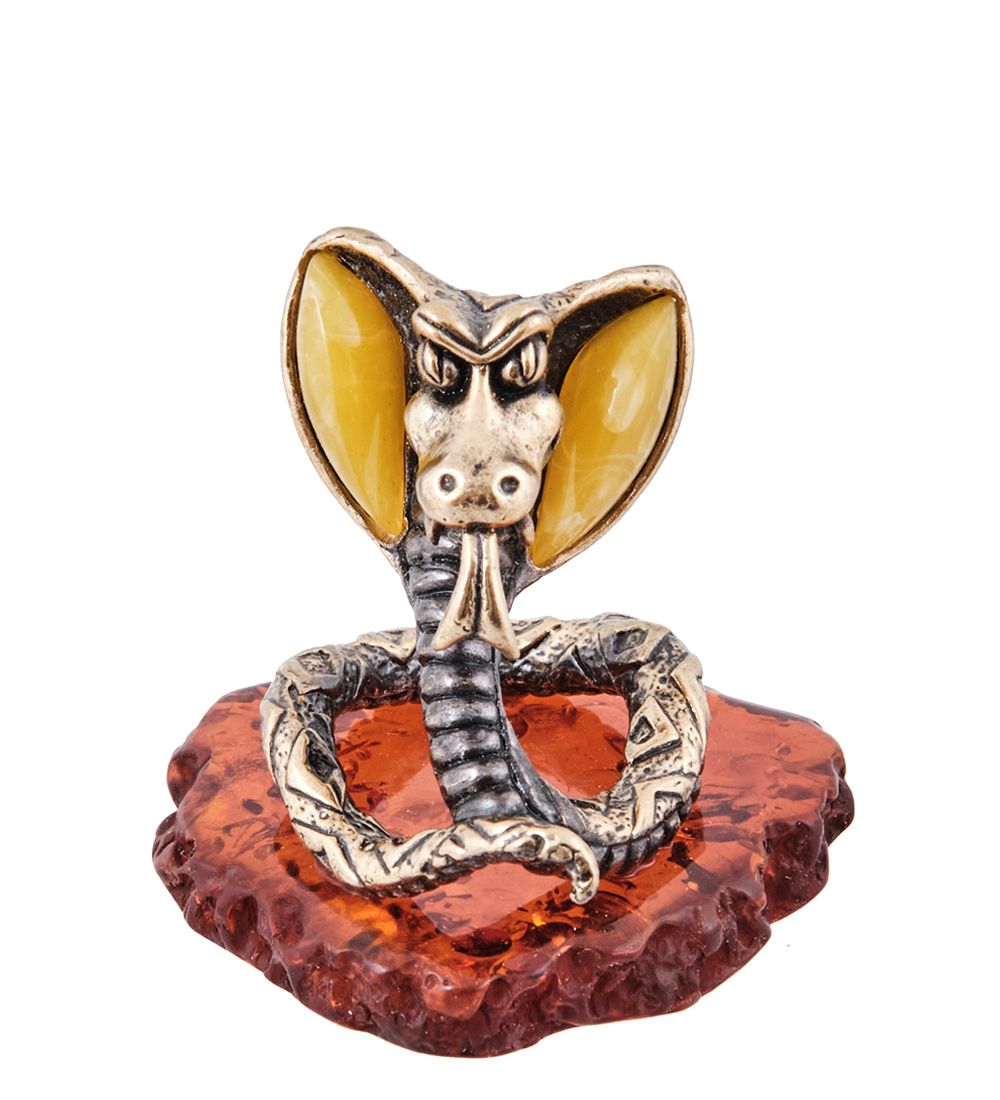 Народные промыслы AM-3979 Фигурка «Змея Джафар» (латунь, янтарь)