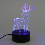 Светильник ночник «3D-Олень» на пластиковой подставке, с включателем USB
