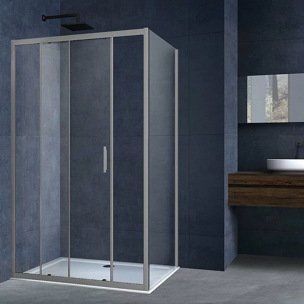 Душевой уголок Vincea Alpha VSR-3AL8011CLGM 110x80 стекло прозрачное/профиль вороненая сталь