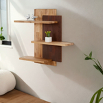 Полка настенная 72х19х62, Флеверс, навесная панель-стеллаж 3 полки, в ванную, кухню, массив дуба, Dipriz