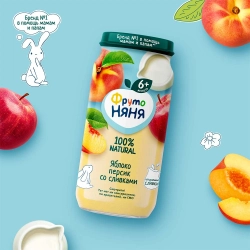 Фрутоняня пюре из яблок и персиков со сливками 250г с 6 месяцев