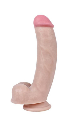 Реалистичный фаллоимитатор REAL с мошонкой на присоске, PVC, 19 x4,5 см.