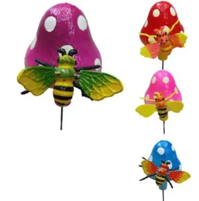 Фигура на спице «Пчёлка на грибочке» 60 см (фигура 10*11 см), микс