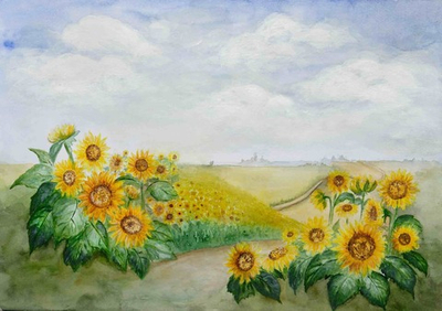 Подсолнухи фон НЕОПРЕНОВЫЙ