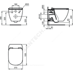 Унитаз подвесной горизонтальный выпуск без сиденья TESI AquaBlade Ideal Standard T007901
