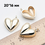 Подвеска Сердце, цвет золото, размер 20*16 мм, цена за 1 шт