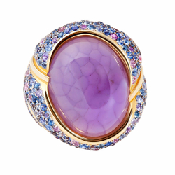 Кольцо с Халцедоном и Сапфирами, R0057-0/10