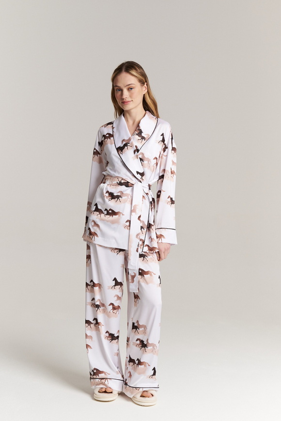 Блуза-кимоно с шалькой - бегущие лошади