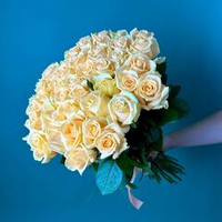 Flower bouquet of 51 Russian creamy roses