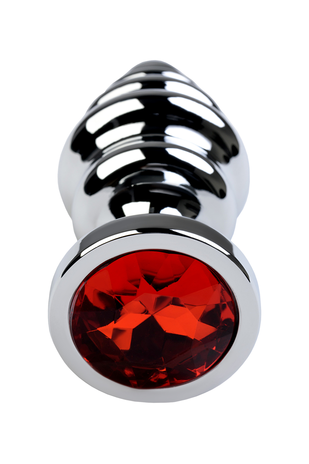 Анальная втулка TOYFA, металл, с красным кристаллом, 8 см, Ø 3,5 см, 95 г