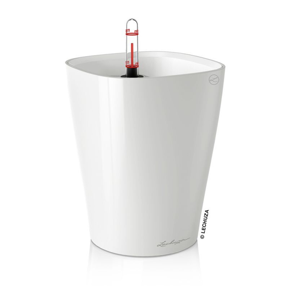 Кашпо Lechuza "Deltini Complete white high gloss" (пластик), 15xH19 см