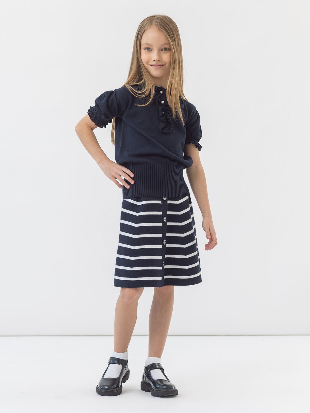 Джемпер для девочки арт. AT925 темно-синий