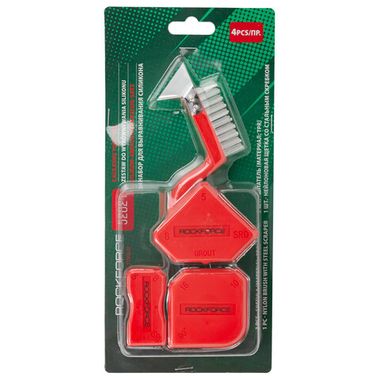 Набор шпателей с нейлоновой щеткой для выравнивания силикона 4пр, в блистере RockForce##Rock FORCE RF-52621
