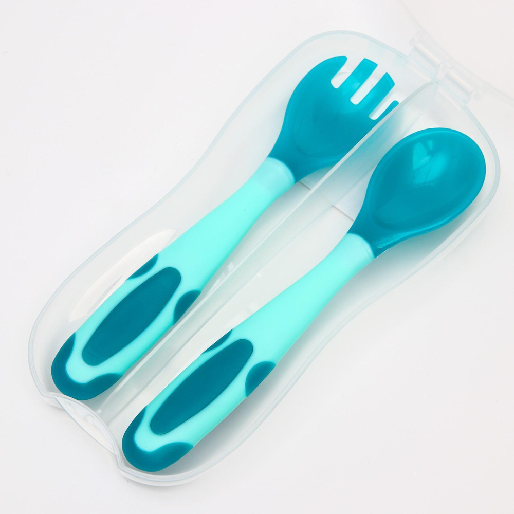 4800407 Набор приборов для кормления термовилка и термоложка, 2 шт, цвет зеленый/синий
