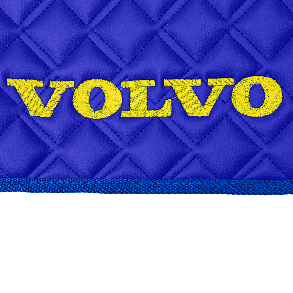 Ковры VOLVO FH-12 2009-2013г (автомат) (экокожа, синий, синий кант, желтая вышивка)