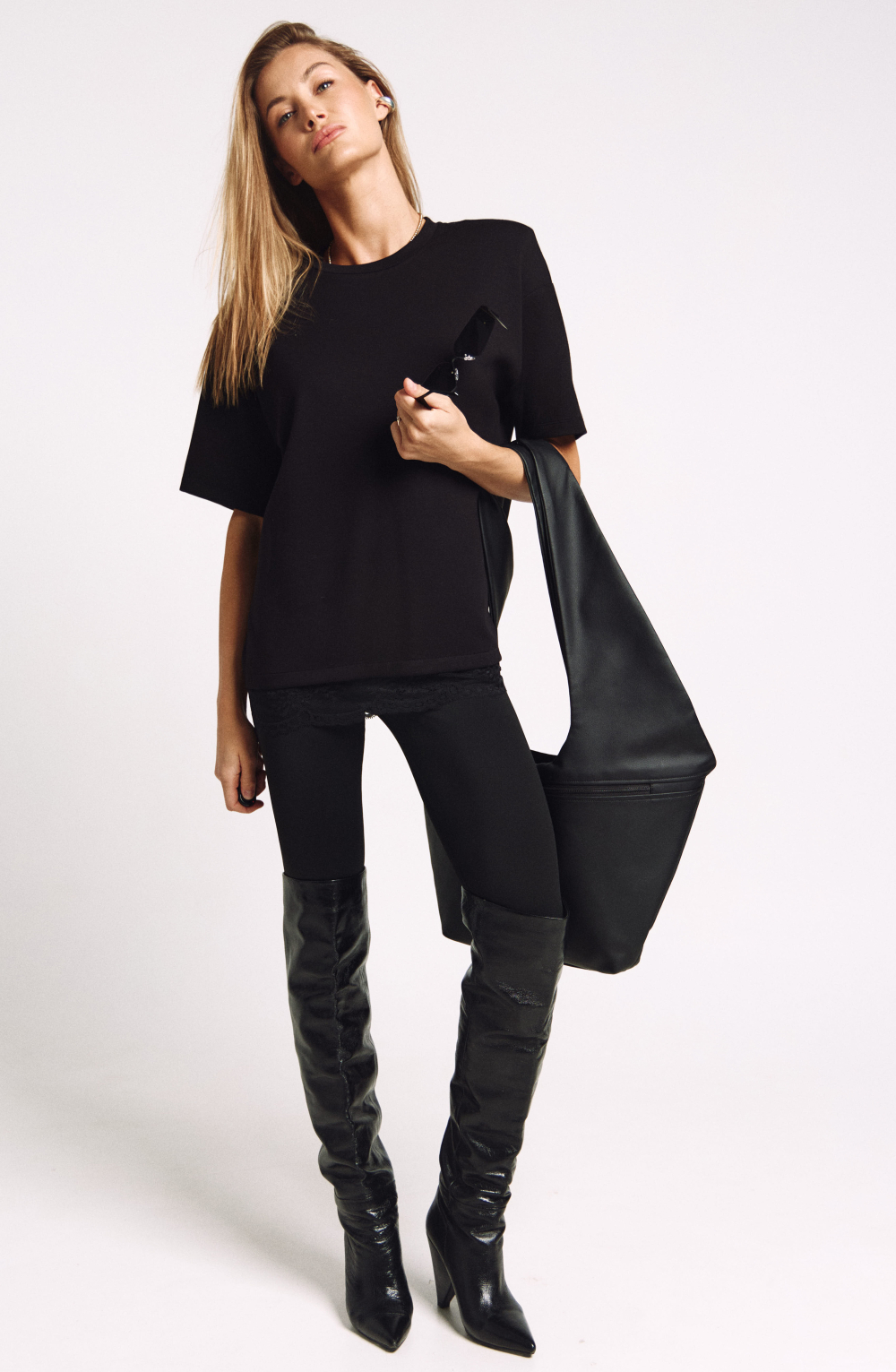 Футболка с кружевом 1255 черный