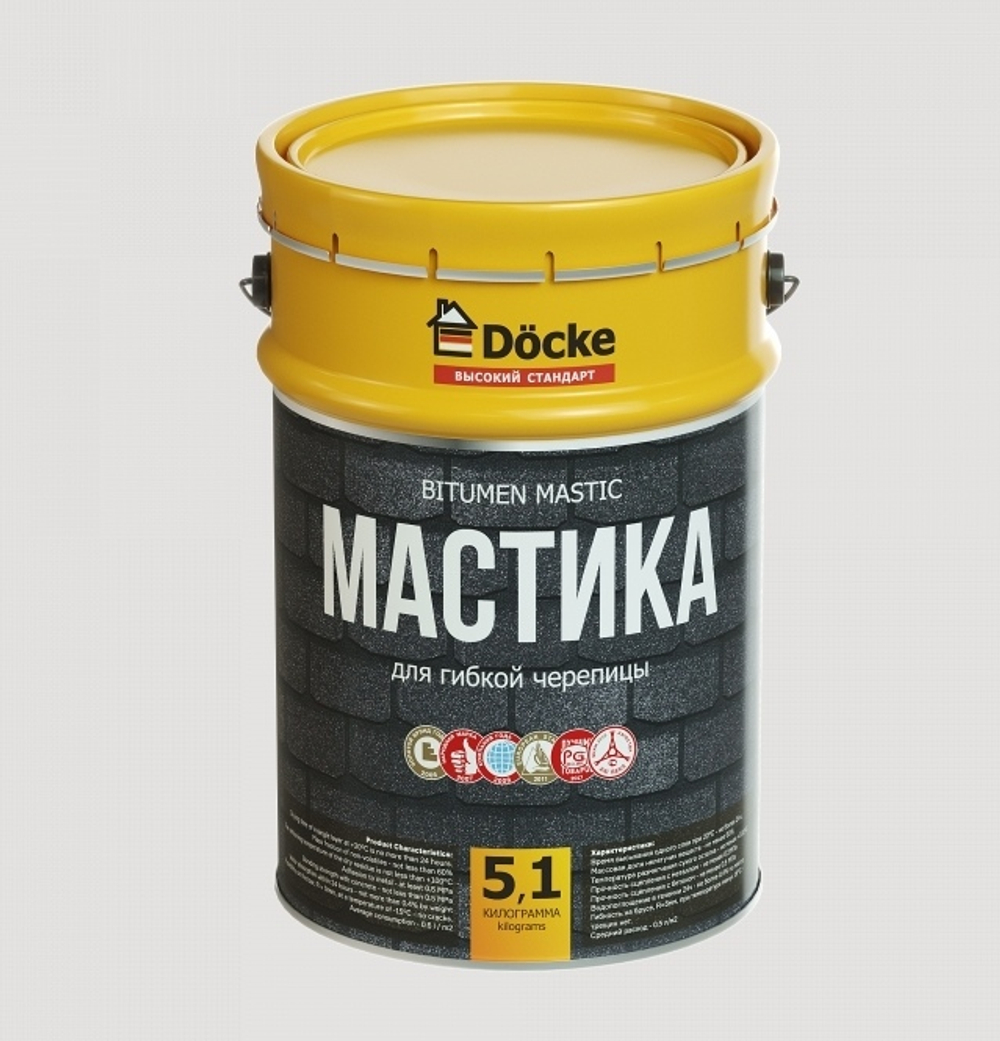 Мастика для гибкой черепицы 5л (5,1 кг) Döcke