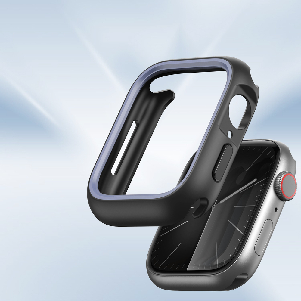 Чехол-бампер для часов Apple Watch серия 10, размер 42мм, черный с серой вставкой (Black/Gray) от Dux Ducis, серия Bamo Series