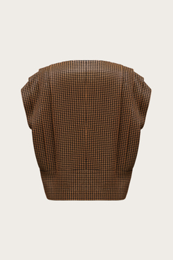 ЖИЛЕТ ИЗ КОРИЧНЕВОЙ ВИСКОЗЫ С ЛЮРЕКСНОЙ НИТЬЮ