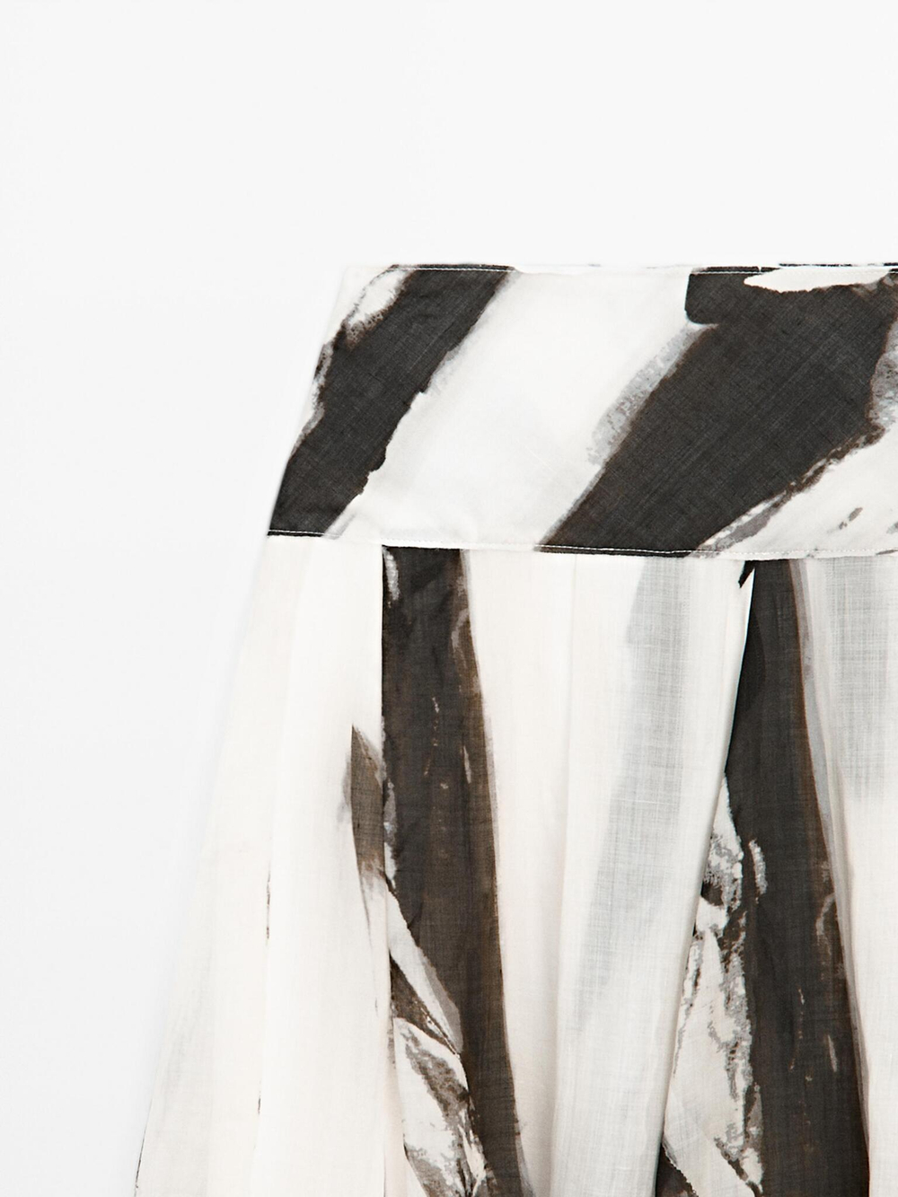 Massimo Dutti Юбка миди с струящимся мраморным принтом, кремовый