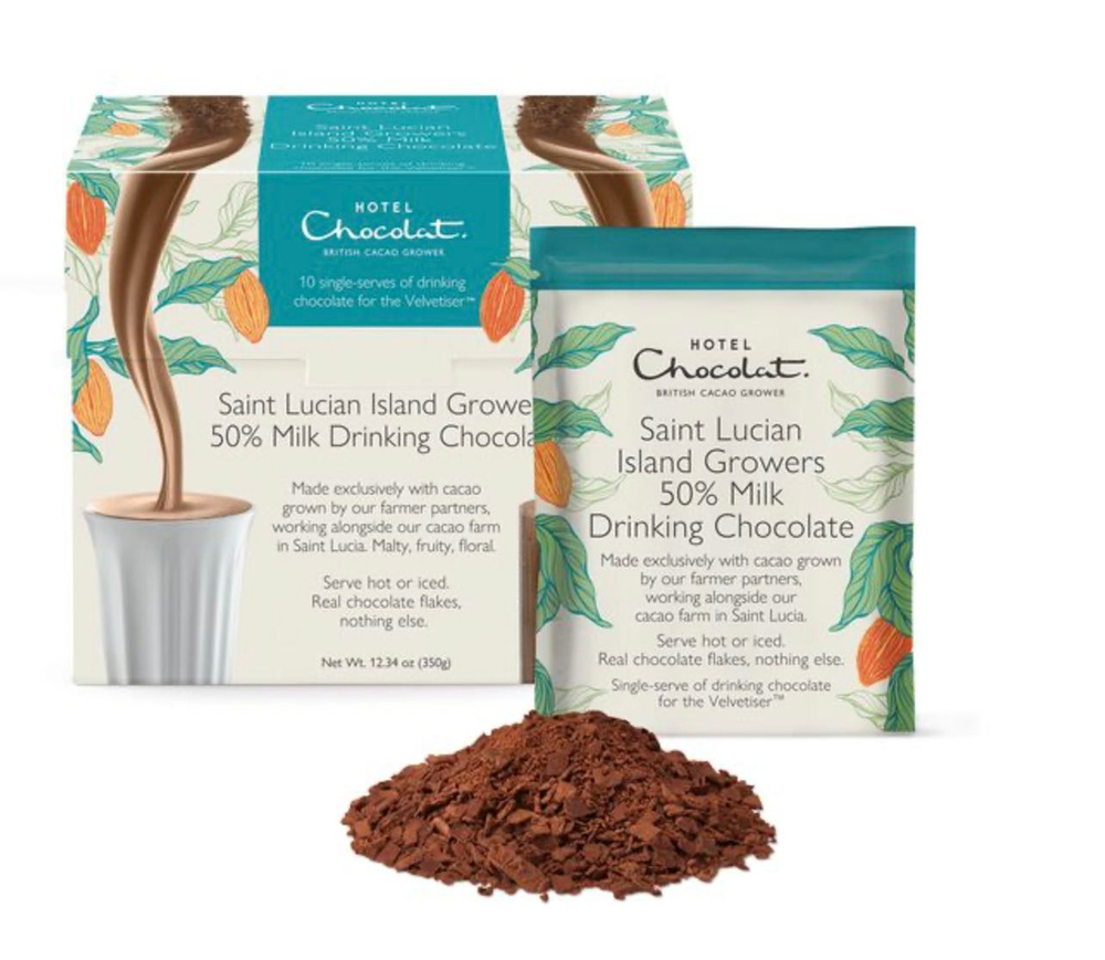 Hotel Chocolat горячий молочный шоколад 50% от Saint Lucian Island Growers (10 саше-пакетиков)