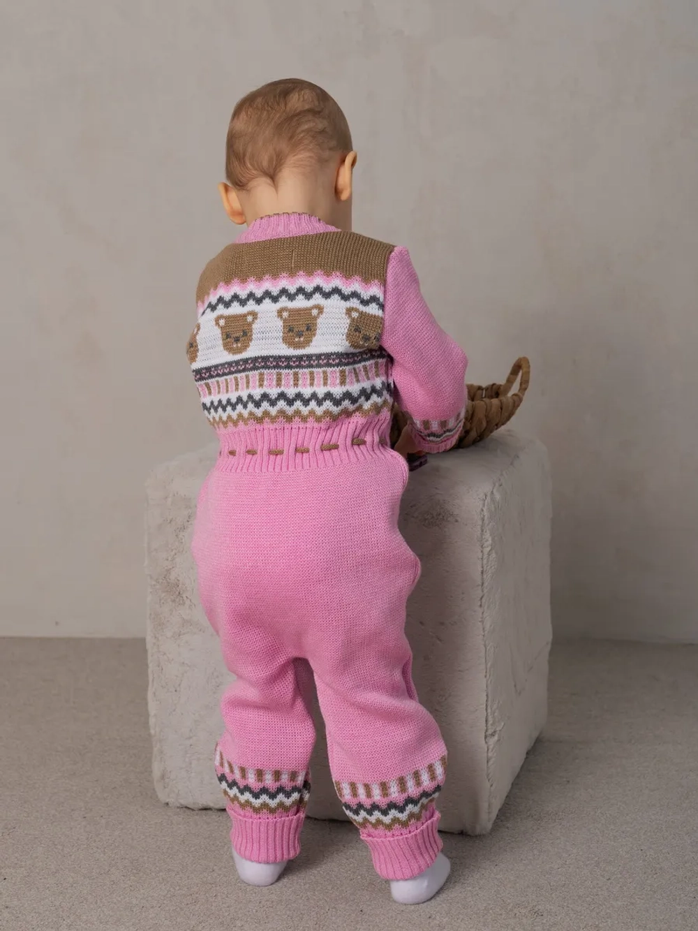 Вязаный комбинезон для новорожденных и малышей на молнии