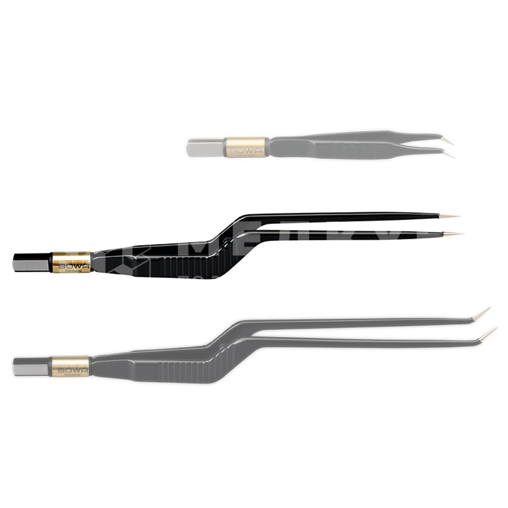 Пинцет биполярный прямой антипригарный BOWA NON-Stick-Gold плоская рукоятка, длина 195 мм, наконечники прямые 8x1 мм, разъем евростандарт