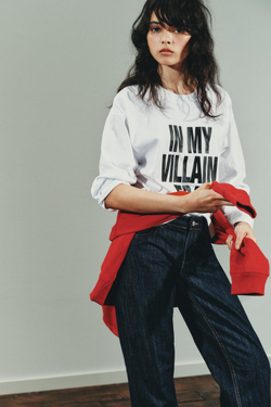 ZARA ЛОНГСЛИВ С ТЕКСТОВЫМ ПРИНТОМ ©DISNEY, БЕЛЫЙ